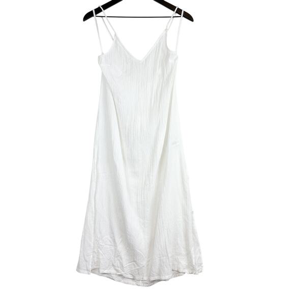 NWT Aerie Gauze Midi Tank White Dress Flowy Side Slits - M - Picture 1 of 9